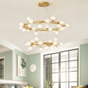 Ball Opal Frosted Glass Chandelier Lighting Modernism  Hanging Light Fixture in Gold