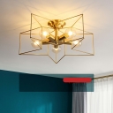 Gold Modern Ceiling Light Star Metal Ceiling Mount Brass Shade Semi Flush For Hallway