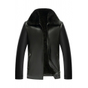Warm Men's leather Jacket Zip Fly Side Pocket Long Sleeve Regular Fit Leather Jacket