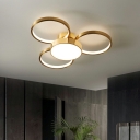 Modern Contracted Semi Flush Mount Copper and Acrylic Shade LED Light for Living Room, 3
