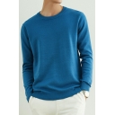 Leisure Men's Sweater Plain Crew Neck Long Sleeve Loose Fitted Pullover Sweater