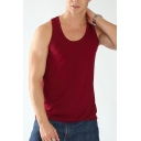 Mens Cozy Tank Pure Color Round Neck Sleeveless Slimming Tank Top