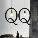 Industrial Style Pendant Light Metal 1 Light Hanging Lamp in Black for Restaurant