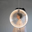 Modern Style LED Hanging Light Clear Glass Ring Pendant Light for Bedroom