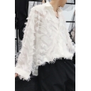 Trendy Shirt Solid Feather Designed Spread Collar Regular Fit Long-Sleeved Zip Closure Shirt