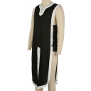 Retro Men's Vest Longline Contrast Color Sleeveless Long Sleeves Regular Fit Vest