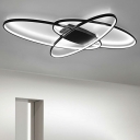 Modern Simplicity Style Aluminum Semi Flush Light Oval Bedroom Ceiling Flush Mount Lights