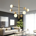 Modern Style Chandelier 8 Head Glass Hanging Lamps for Living Room Bedroom Dining Room