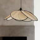 Asian Style Rattan Pendant Light 1-Light Symmetrical Hanging Light for Dinning Room