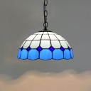 Stained Glass Umbrella Pendant Light Single Light Tiffany Style Hanging Light for Villa