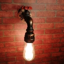 Single-Bulb Water Pipe Wall Sconce Light Factory Style Metal Hallway Wall Mounted Light