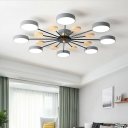 Modern Macaron Style Sputnik Shaped Semi Flush Mount Light Acrylic 8 Light Ceiling Light for Living Room