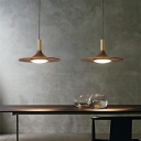1-Light Browns Hanging Lamp Modern Style Pendant Light Fixture in Wood