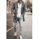 Street Look Coat Pure Color Stand Collar Fitted Long Sleeves Single Breasted Pea Coat for Guys