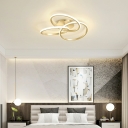 Twisted Linear Iron Semi-Flushmount Light Modern Crossed Design LED Ceiling Light