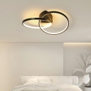 Double Rings Ceiling Light Fixture Modern Dimmable Metal Shade Flush Light for Bedroom, 20