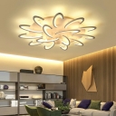 Minimalist Living Room Ceiling Light Acrylic Flush Mount Fixture in White