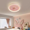 Minimalism Acrylic Flush Mount Lighting Pink LED Cute Cartoon Ceiling Lamp for Girl Bedroom
