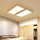 Splicing Wooden LED Flush Mount Light Asian Style White Light Acrylic Ceiling Lamp for Bedroom