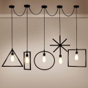 Industrial Style Multi-Light Pendant Light Metal 5 Light Hanging Lamp in Black for Restaurant