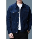 Urban Mens Jacket Whole Colored Flap Pocket Long Sleeves Spread Collar Relaxed Button Down Jacket