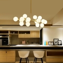 Nordic Style Ball Shade Island Light LED Suspension Light 16 Bulbs Branching Hanging Lamp for Living Room