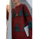 Original Boy's Sweater Christmas Tree Pattern Long Sleeves Crew Neck Baggy Pullover Sweater