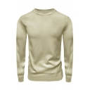 Basic Designed Mens Sweater Solid Crew Neck Regular Fitted Long Sleeve Sweater