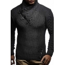 Creative Men's Sweater Pure Color Shawl Collar Long-Sleeved Regular Fit Pullover Sweater