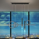 Modern Metal Linear LED Ceiling Light Simple Dining Room Chandelier Light with Aluminum Shade