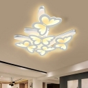 Butterfly Shape Flush Ceiling Light 5 Lights Modern Nordic Iron and Acrylic Shade Light for Living Room