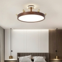 Flush Mount Nordic Contemporary Wood and Acrylic Shade Light for Bedroom, 7.5