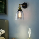 Industrial Style Dome Shaped Shade Wall Lamp Glass 1 Light Wall Light