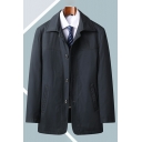 Popular Men's Trench Coat Solid Color Lapel Collar Button Closure Pocket Detail Long Sleeve Trench Coat