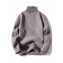 Daily Men's Sweater Plain High Neck Long-Sleeved Loose Fitted Pullover Sweater