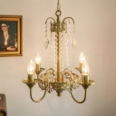 4-Bulb Candlestick Pendant Chandelier Traditional Gold Finish Crystal Dining Room Ceiling Pendant