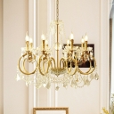 Rustic Style Gold Candlestick Design Chandelier Lighting Fixture Crystal Living Room Hanging Light