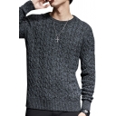 Fashionable Sweater Solid Collar Round Neck Rib Cuffs Long Sleeves Regular Fit Sweater for Men