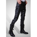 Modern Mens Pants Pure Color Mid-Rised Button Closure Pocket Detail Slim Fitted Pants