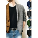 Trendy Cardigan Sweater Contrast Color Long Sleeve Lapel Collar Button Closure Regular Fitted Cardigan Sweater for Men