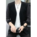 Men Chic Cardigan Color-Block V-Neck Front Pocket Button Closure Long-Sleeved Relaxed Cardigan