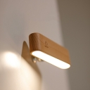 Modern Style LED Rectangular Wall Sconce 1-Light Wooden Wall Sconce Lights for Bedroom