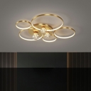 8-Light LED Circular Flushmount Lighting Fixture Contemporary Flush Ceiling Light in Gold