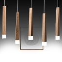 Wood Linear Hanging Pendant Lights Minimalist 5-Light Pendant Lighting in Browns