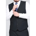 Simple Men’s Suit Vest V-Neck Welt Pockets Button Closure Relaxed Fit Suit Vest