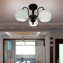 Glass Globe Ceiling Lamp Hotel 3 Lights Contemporary Semi Flush Ceiling Light