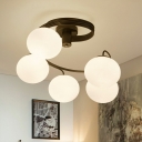 Creative Ball Semi Flush Mount Light Metal Black Ceiling Light for Restaurant Bedroom