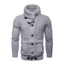 Casual Cardigan Whole Colored Cable Knit Slimming Long Sleeve Shawl Collar Button Down Cardigan for Guys