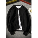 Stylish Cardigan Solid Color Button Placket Long Sleeves Relaxed Fit Cardigan for Men