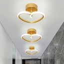 Simplicity Aluminum LED Ceiling Light Loving Heart Linear Design Flushmount Lamp in Gold
